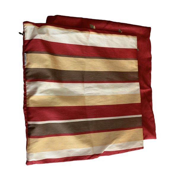 Pier 1 Set 2 Pillow Covers Zip 17" Burgundy Yellow & Sage Floral Stripe x2 Sides - Picture 2 of 6